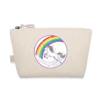 Rainbow Unicorn Over Clouds Hearts Motif - Organic Pouch - nature - Front