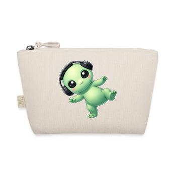 Alien Alien with Headphones Techno Dancing - Organic Pouch - nature - Front