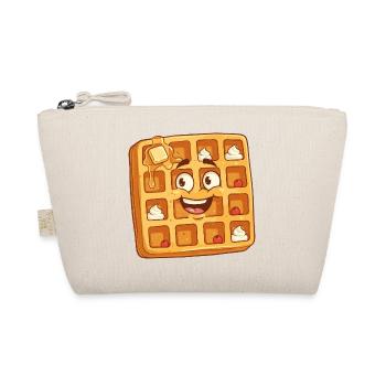 Happy Waffle Face Cartoon - Organic Pouch - nature - Front
