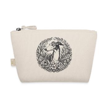 Galgo portrait in floral wreath - Organic Pouch - nature - Front