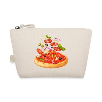 Pizza mit Salami und Gemüse Illustration - Bio-Täschchen - Natur - Vorne