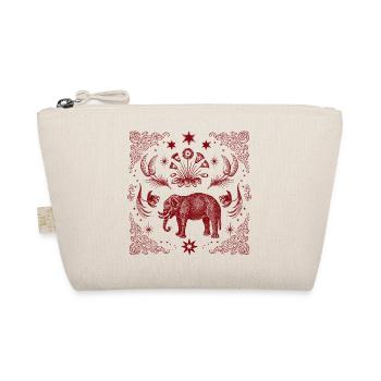 Roter Ornament-Elefant mit Sternenrahmen - Bio-Täschchen - Natur - Vorne