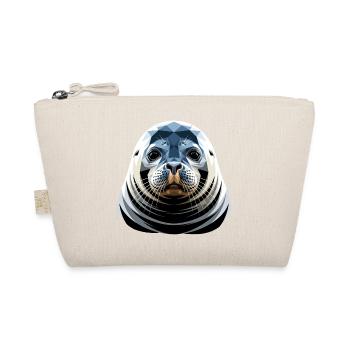 Robbe mit Sonnenbrille Seehund Walross Süße Robben - Bio-Täschchen - Natur - Vorne