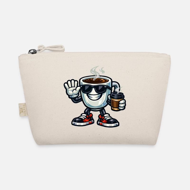 Mascotte du café avec des lunettes de soleil Trousse biologique