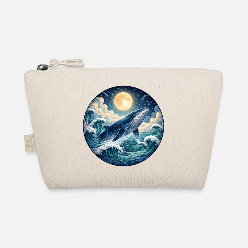 Blauwal unter Vollmond Illustration - Bio-Täschchen - Natur