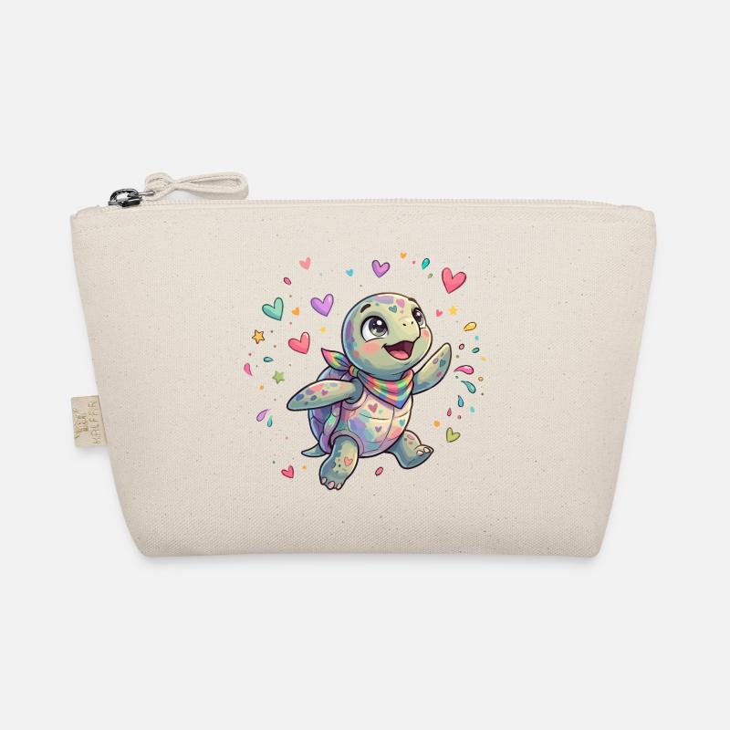 Regenbogen Turtle mit Herzmustern Bio-Täschchen