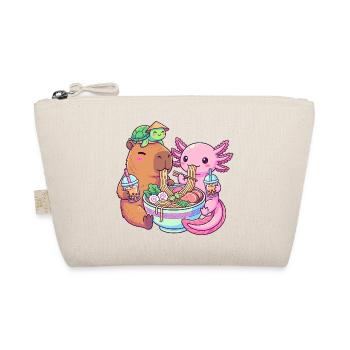 Kawaii Ramen Boba Friends Capybara Axolotl Turtle - Organic Pouch - nature - Front