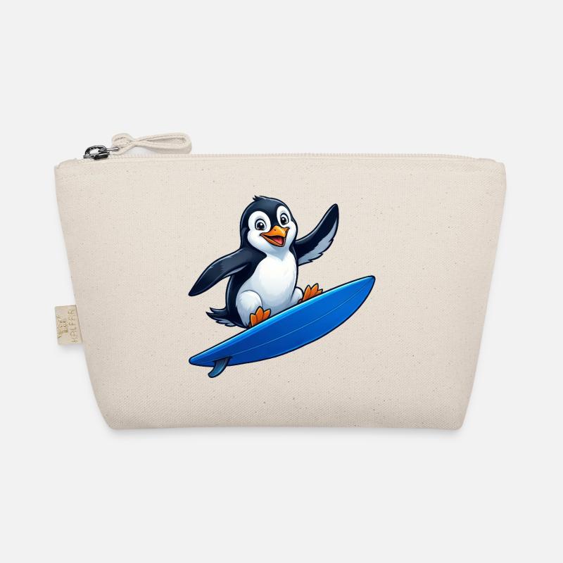 Mignon Pingouin Surfeur Surfant Eau d’Été Trousse biologique