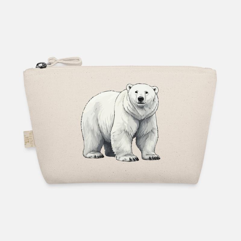 Polar Bear Illustration Grayscale Organic Pouch