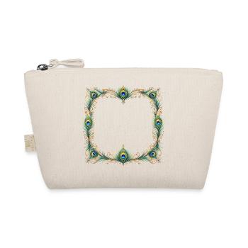 Pfauenfeder Rahmen Ornament Boho Design - Bio-Täschchen - Natur - Vorne