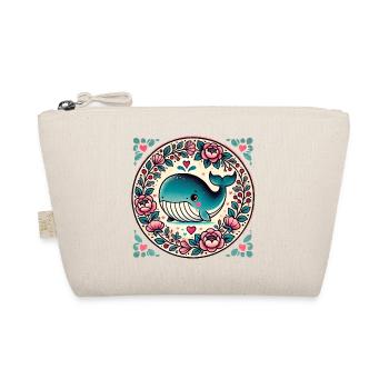 Whale in Floral Circle - Organic Pouch - nature - Front