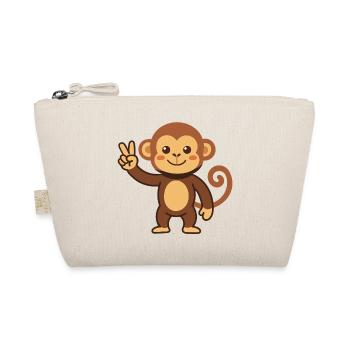 Monkey with peace sign illustration - Organic Pouch - nature - Front