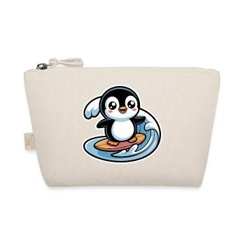 Süßer Pinguin-Surfer - Bio-Täschchen - Natur - Vorne