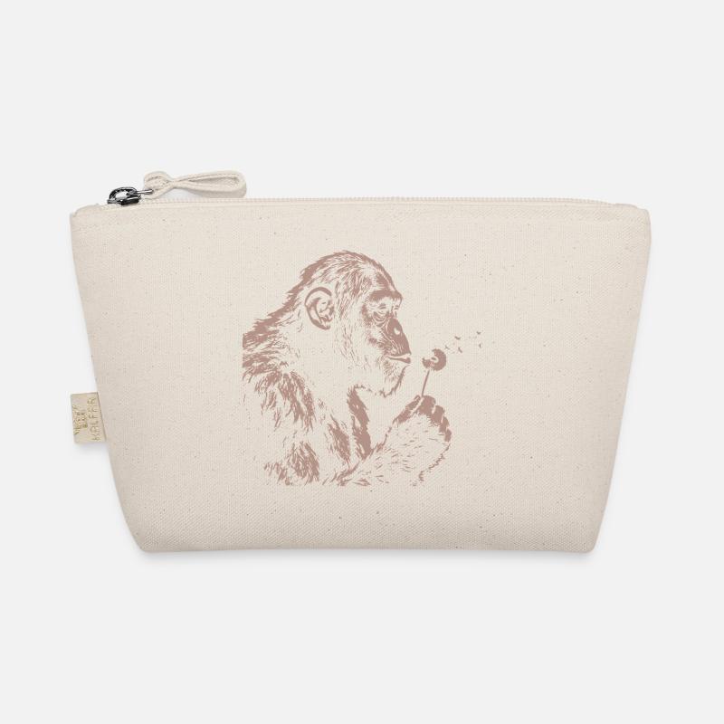 Chimpanzee Blowing Dandelion Art Monkey Nature Organic Pouch
