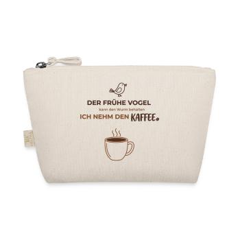 Früher Vogel & Kaffee | Minimalistisches Design - Bio-Täschchen - Natur - Vorne