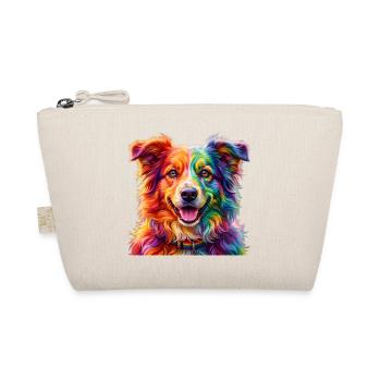 Regenbogenhund / Hund in Regenbogenfarben - Bio-Täschchen - Natur - Vorne