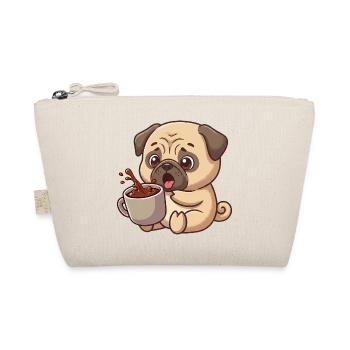 Cute Pug Coffee Coffee Lover Cartoon Humor - Organic Pouch - nature - Front