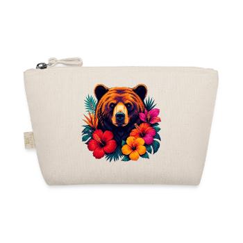 Tropical bear head with hibiscus flowers - Organic Pouch - nature - Front