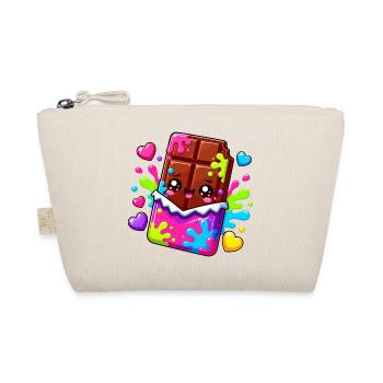 Kawaii Schokoblock mit Farbspritzern - Bio-Täschchen - Natur - Vorne