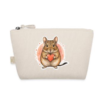 Degu Holding Heart - Bio-Täschchen - Natur - Vorne