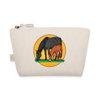 Mare with foal – graphics with horses - Organic Pouch - nature - Front