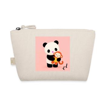 Soft panda plush toy with monkey friend - Organic Pouch - nature - Front