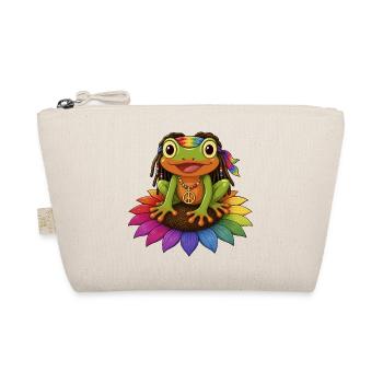 Rasta Frosch auf Sonnenblumeblüte Peace Zeichen - Bio-Täschchen - Natur - Vorne