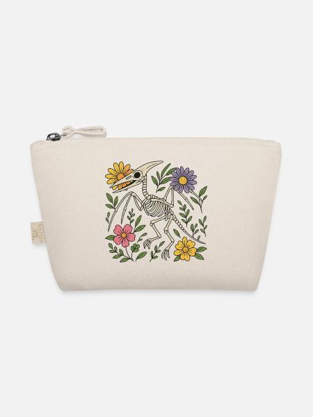 Pterodactylus Skelett mit Blumen - Bio-Täschchen - Natur