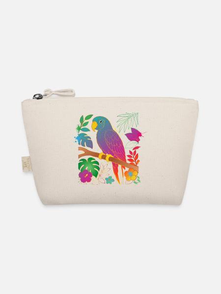 Bunter Papagei im Tropen Design - Bio-Täschchen - Natur
