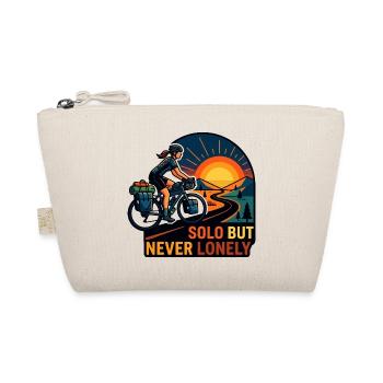 Solo But Never Lonely Cyclist Art - Organic Pouch - nature - Front