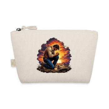 Kneeling cowboy in the sunset - Organic Pouch - nature - Front