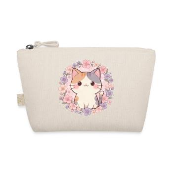 Kawaii Cat – Chat fleur mignon - Trousse biologique - nature - Devant