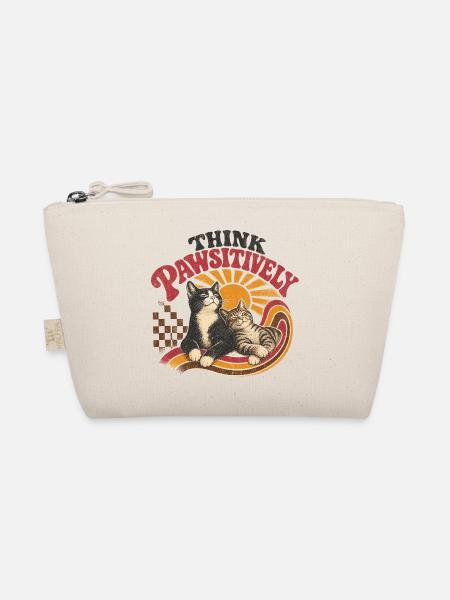 Think Pawsitively Denke Positiv Katzen Retro - Bio-Täschchen - Natur