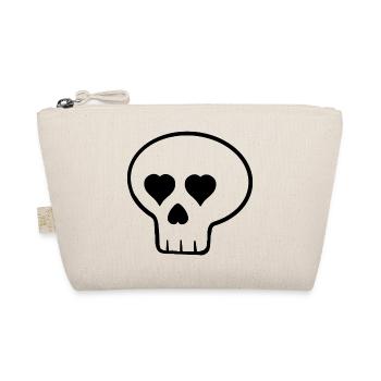 Totenkopf_Herz_schwarz - Bio-Täschchen - Natur - Vorne