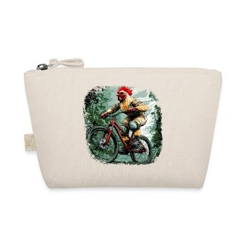 Hühner Bike / Bikerin Huhn - Bio-Täschchen - Natur - Vorne
