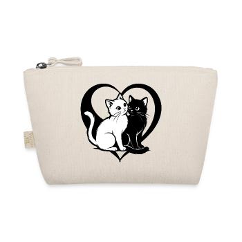 ❤ 🐱 Gatti Innamorati – Amore felino con cuore 2 - Bio-Täschchen - Natur - Vorne