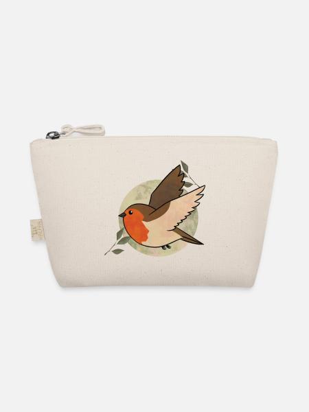 Aquarell Robin auf Kreis - Bio-Täschchen - Natur