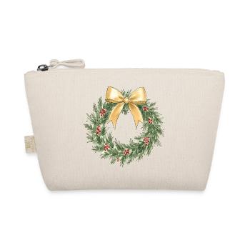 Eleganter goldener Weihnachtskranz mit Schleife - Bio-Täschchen - Natur - Vorne