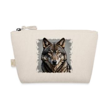 Wolfsblick Grautönen Portrait - Bio-Täschchen - Natur - Vorne