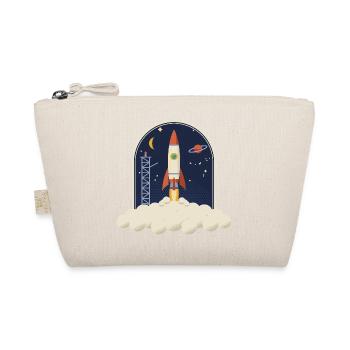 Retro Rakete beim Start, Nachthimmel-Badge - Bio-Täschchen - Natur - Vorne