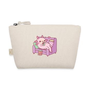 Mignon Axolotl Chilling avec téléphone Boba Tea Popcorn - Trousse biologique - nature - Devant