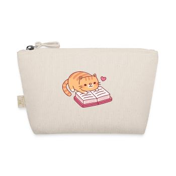Cute Tabby Cat Reading A Book - Organic Pouch - nature - Front