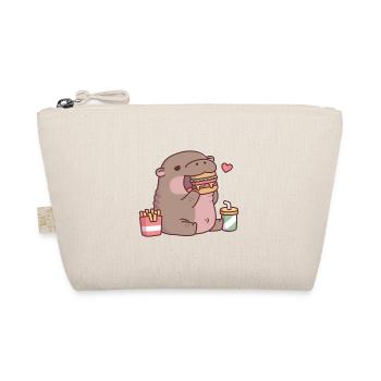 Cute Chubby Pygmy Hippo Loves Eating Burger - Organic Pouch - nature - Front