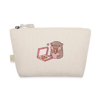 Cute Pygmy Hippo Loves Eating Pizza - Organic Pouch - nature - Front
