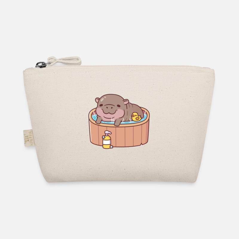 Hippopotame pygmée mignon et canard se relaxant dans un bain chaud Trousse biologique