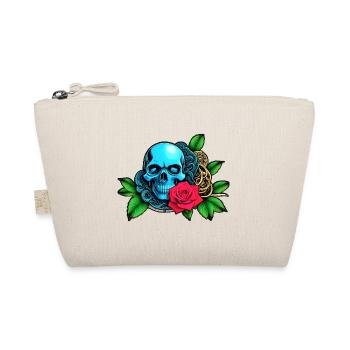 Skulls 'n' Roses - Blue Skull - Organic Pouch - nature - Front