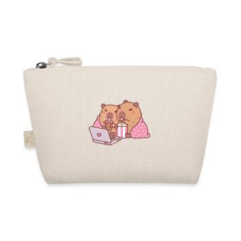 Cute Capybaras Chilling With Popcorn And Boba Tea - Organic Pouch - nature - Front