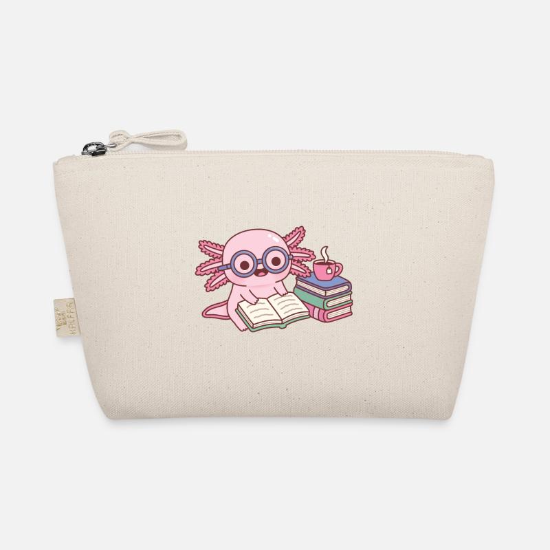 Cute Axolotl With Glasses Reading A Book Organic Pouch