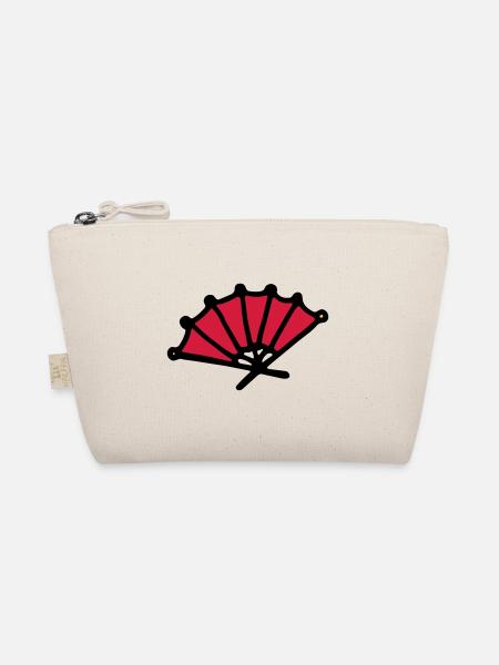 Asian fan hand fan asian hand fan - Organic Pouch - nature - Front