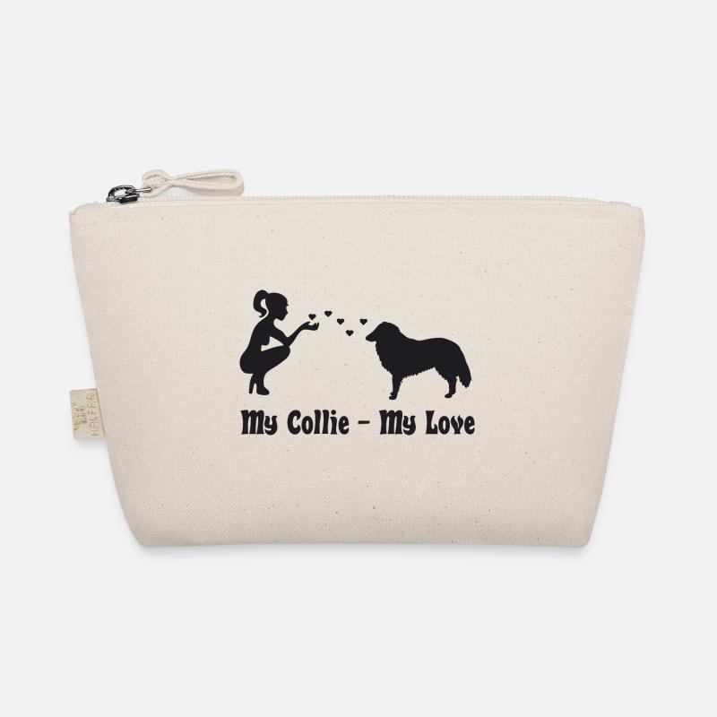 Collie mit Frau - Bio-Täschchen - Natur